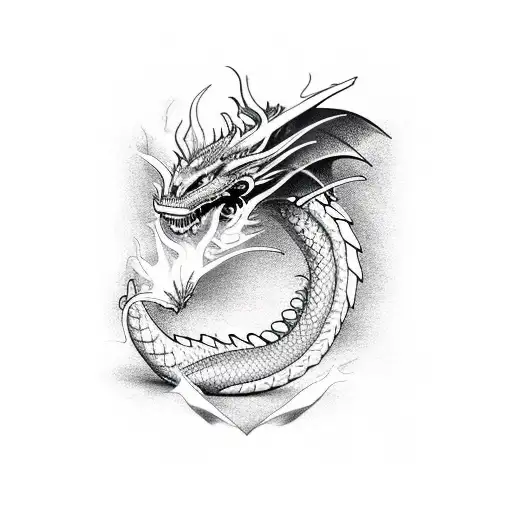 dragon lightning pin-up  tattoo design idea
