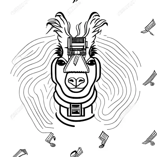 Peruvian llama playing a music instrument tattoo design idea