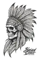 indian chief skull with American flag intertwined symbolizing tattoo design idea