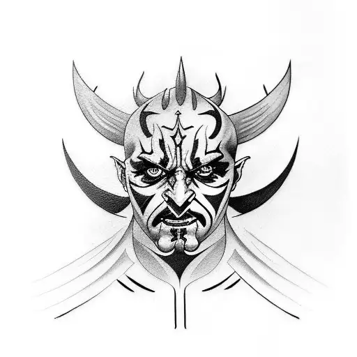 A tattoo design combining elements of darth maul tribal and gothic  tattoo design idea