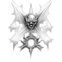 a gothic piece combinining bats and four horsemen of the apocalypse tattoo design idea