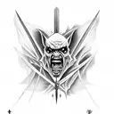 a gothic piece combinining bats and four horsemen of the apocalypse tattoo design idea