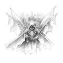 a gothic piece combinining bats and four horsemen of the apocalypse tattoo design idea