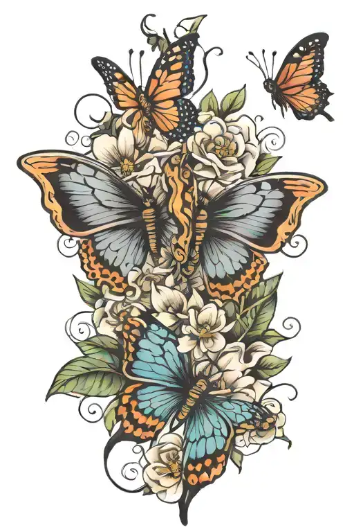Perfectly imperfect with butterflies surrounding tattoo design idea