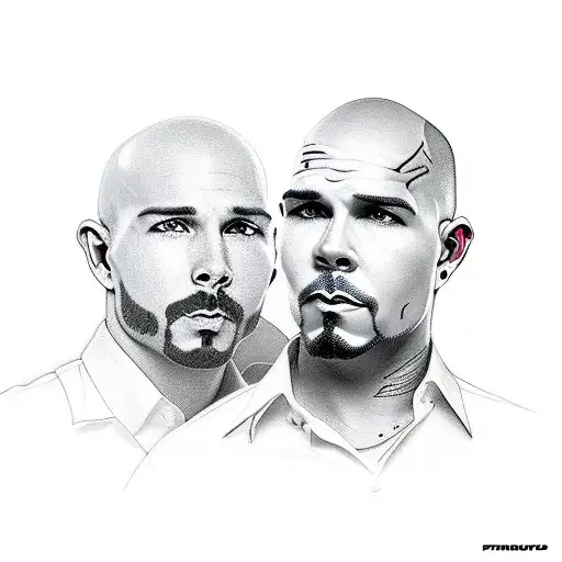 pitbull 2 lobos y 1 gato  tattoo design idea