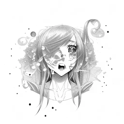 anime girl gore tattoo design idea