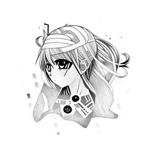anime girl gore tattoo design idea