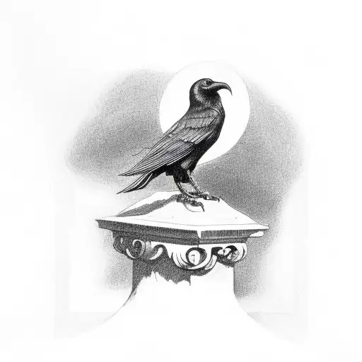 Edgar Poe with raven tattoo design idea