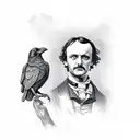 Edgar Poe with raven tattoo design idea