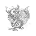 yggdrasil, ratatoskr,  nidhogg, and vedrfolnir tattoo design idea