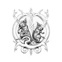 yggdrasil, ratatoskr,  nidhogg, and vedrfolnir tattoo design idea