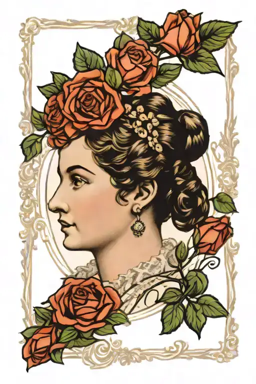 jane austen inside a frame tattoo design idea