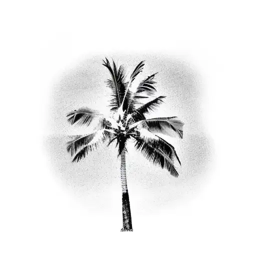 beach sunset coconut tree with a car tattoo design idea