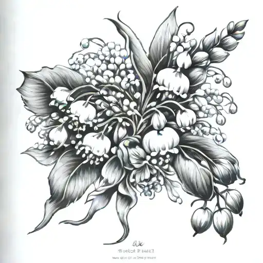 Lily of the valley, daisy, violet and marigold spine tattoo tattoo design idea