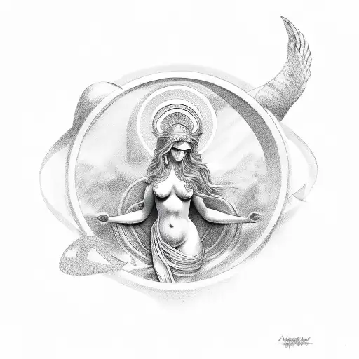 Father, daughter, aphrodite goddess, scorpio sign tattoo design idea