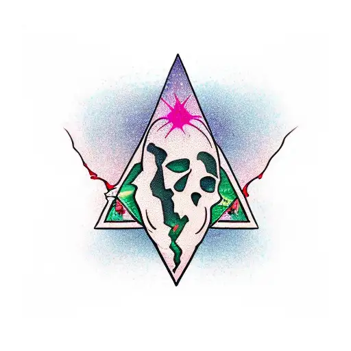 hourglass with bleeding heart inside the top half and pyramid in bottom tattoo design idea