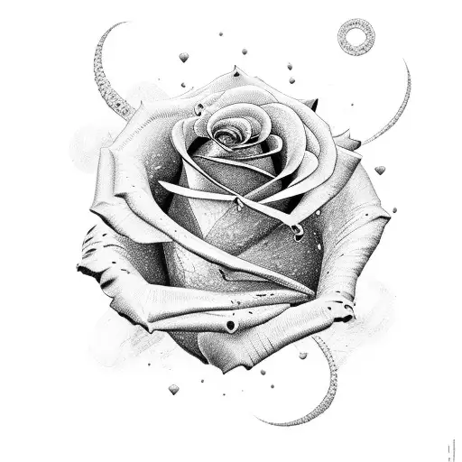 rose avec banderole autour de sa tige avec écrit loyalty dans la banderole tattoo design idea