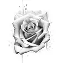 rose avec banderole autour de sa tige avec écrit loyalty dans la banderole tattoo design idea