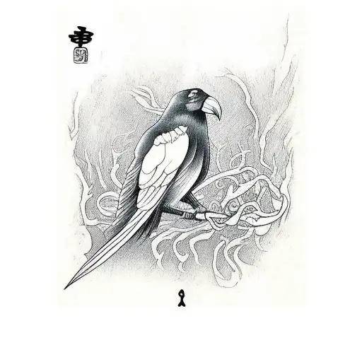 death tarot card with a crow  tattoo design idea