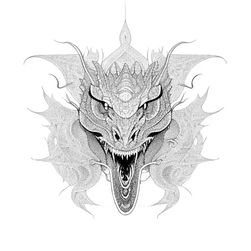 A dragon composed entirely of intricate line work, with its body twisting and turning across the skin tattoo design idea