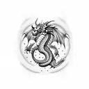 A dragon in a dotwork style, with each dot forming scales that create a mesmerizing texture tattoo design idea