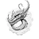 A dragon in a dotwork style, with each dot forming scales that create a mesmerizing texture tattoo design idea