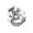 A dragon in a dotwork style, with each dot forming scales that create a mesmerizing texture tattoo design idea