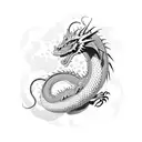 A dragon in a dotwork style, with each dot forming scales that create a mesmerizing texture tattoo design idea