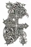 upside down cross wrapped tattoo design idea