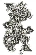 upside down cross wrapped tattoo design idea