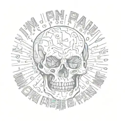 a skull with the words i'm in pain , wanna put ten shots in my brain   tattoo design idea