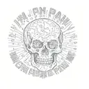 a skull with the words i'm in pain , wanna put ten shots in my brain   tattoo design idea