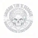 a skull with the words i'm in pain , wanna put ten shots in my brain   tattoo design idea