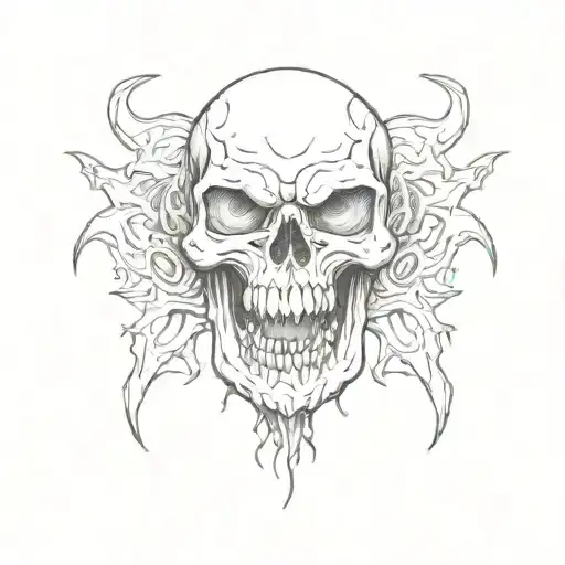 skull with fangs tattoo design idea