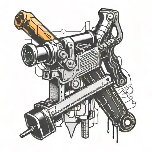 Incorporate construction tools (e.g. hammer, saw, drill) into a unique tattoo design tattoo design idea