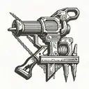 Incorporate construction tools (e.g. hammer, saw, drill) into a unique tattoo design tattoo design idea