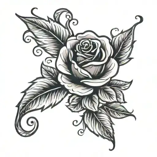 semi colon red rose tattoo design idea