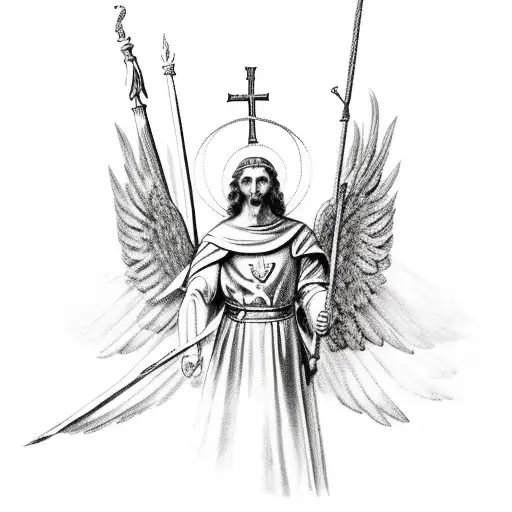 Saint Michael the archangel and other catholic images tattoo design idea
