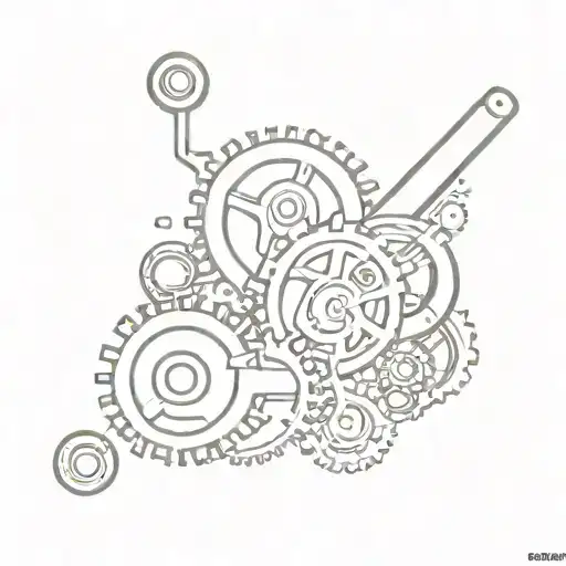 gears and pistons tattoo design idea