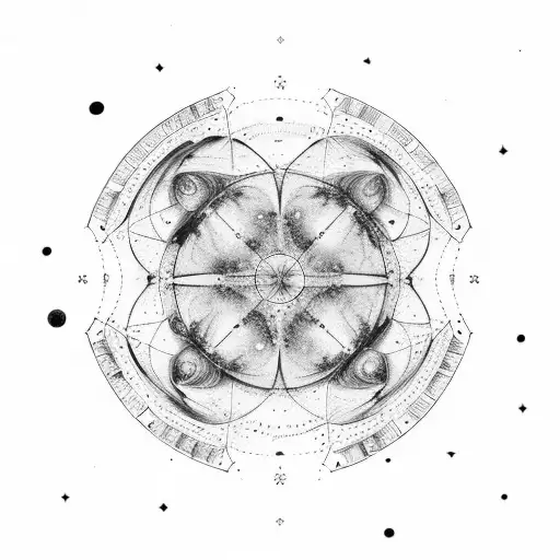 Celestial map with Gemini constellation and blue butterflies tattoo design idea