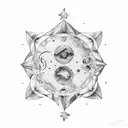 Celestial map with Gemini constellation and blue butterflies tattoo design idea