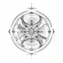 Celestial map with Gemini constellation and blue butterflies tattoo design idea