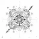 Celestial map with Gemini constellation and blue butterflies tattoo design idea