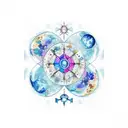 Celestial map with Gemini constellation and blue butterflies tattoo design idea