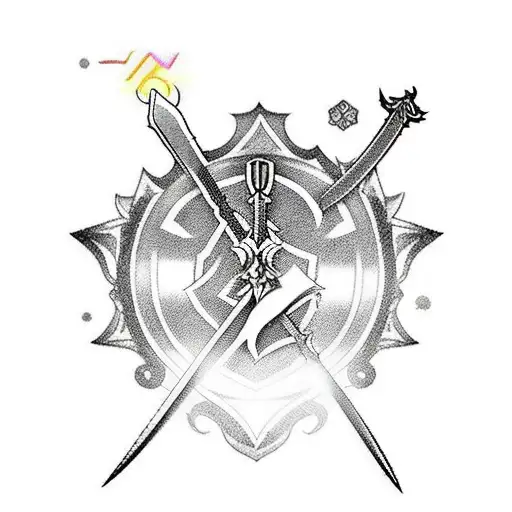 Combine your love for anime and swords into a unique tattoo design featuring your favorite anime character wielding a lighting sword. tattoo design idea