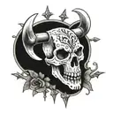 animal skull barbell tattoo design idea