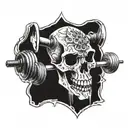 animal skull barbell tattoo design idea