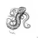Snake with knife tattoo design idea