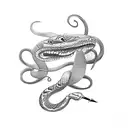 Snake with knife tattoo design idea