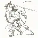 David vs goliath fighting but Goliath is a demon   tattoo design idea